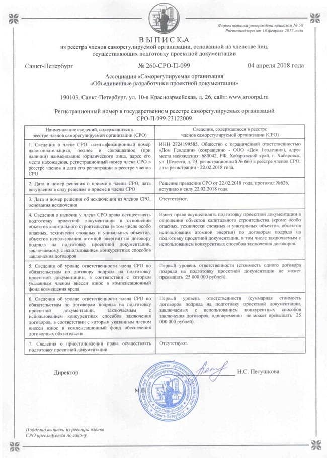 Выписка из реестра членов СРО — подтверждение вступления компании